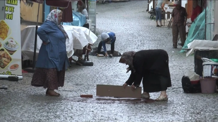 Sağanak yağışı fırsata çevirip yolluğunu yıkadı
