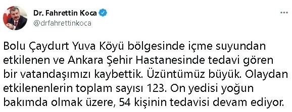 Sağlık Bakanı Koca, zehirlenme vakalarında son sayıyı açıkladı
