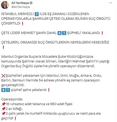 Şahinler çetesi lideri Mehmet Şahin yakalandı
