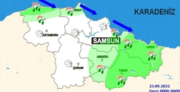 Samsun’a kuvvetli yağış ve rüzgar uyarısı
