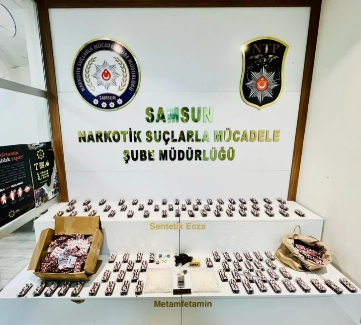 Samsun’da 2 kilo metamfetamin ve 13 bin hap ele geçirildi: 3 gözaltı
