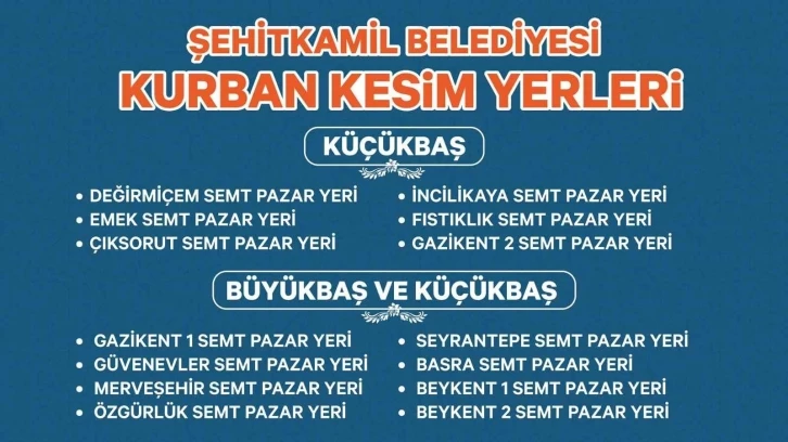 Şehitkamil’de kurban satış ve kesim yerleri belirlendi
