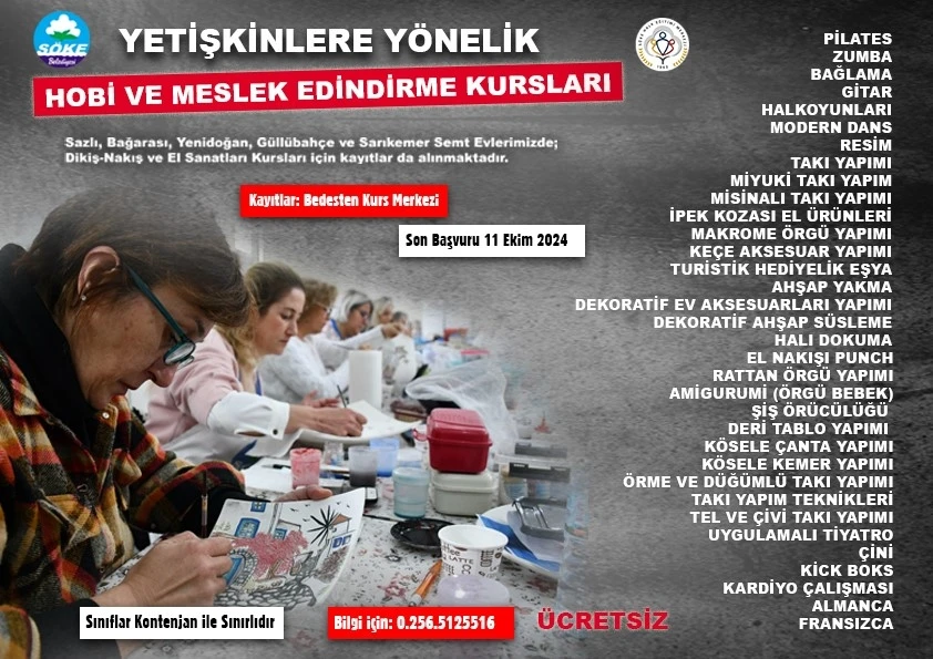 Söke Belediyesi’nin yetişkinlere yönelik yeni dönem kurs kayıtları başladı
