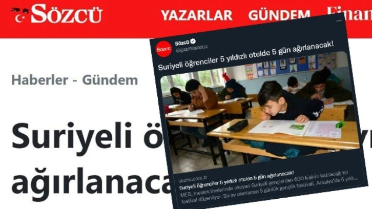 Sözcü aynı haberde tükürdüğünü yaladı: "Suriyeli öğrencilere beş yıldızlı otel" yalanı