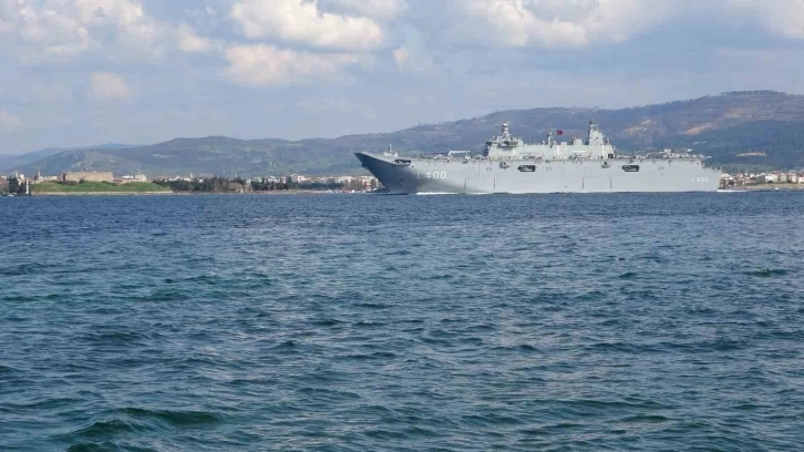 TCG Anadolu, 18 Mart törenleri için Çanakkale Boğazı’nda
