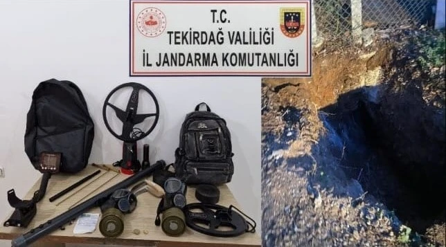 Tekirdağ’da kaçak kazıya baskın: Dedektör, boşluk bulma cihazı ve gaz maskeleri ele geçirildi
