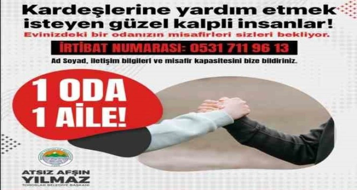 Toroslar Belediyesinden depremzedeler için “1 Oda, 1 Aile” kampanyası