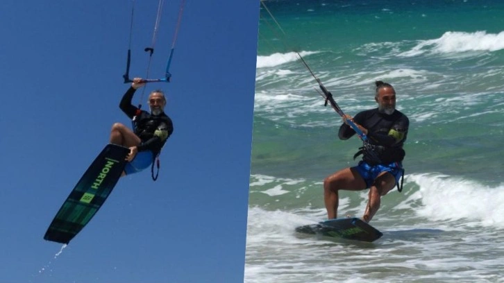 Ünlü oyuncu Selim Bayraktar'dan kitesurf şovu