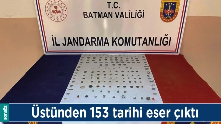 ÜSTÜNDEN 153 TARİHİ ESER ÇIKTI