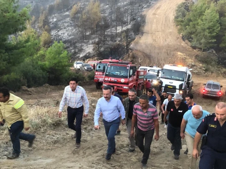 Vali Aksoy, yangın bölgesinde incelemelerde bulundu
