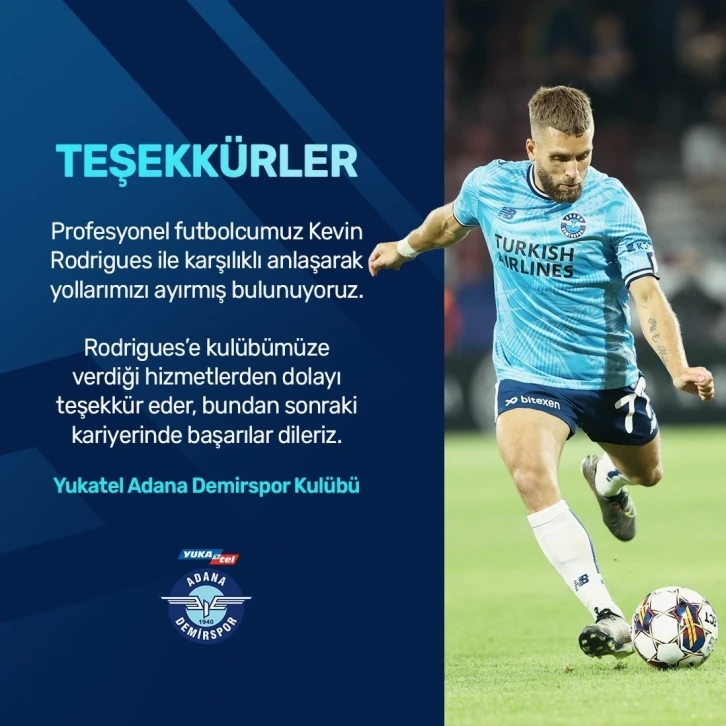 Y. Adana Demirspor’da Kevin Rodrigues ile yollar ayrıldı
