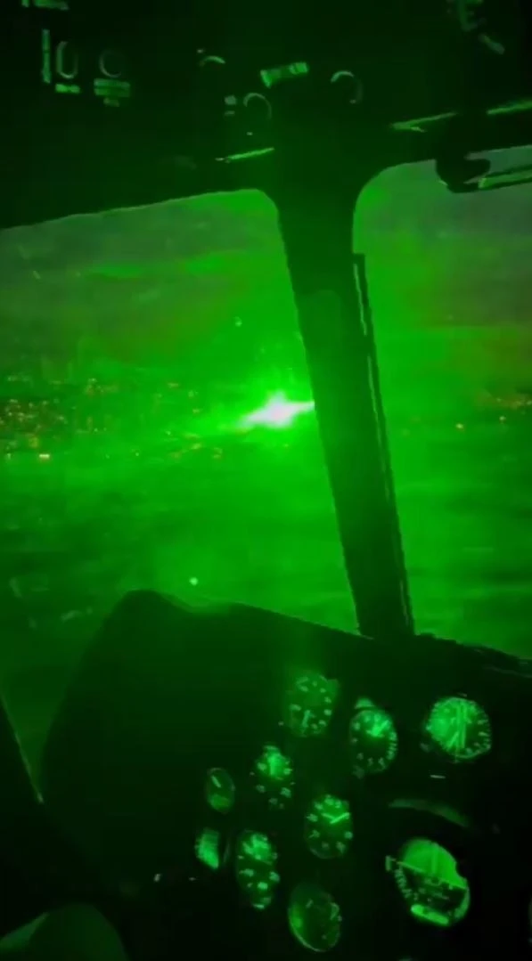 Yangın söndürme helikopterine lazer tuttular
