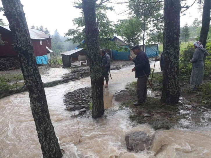 Yayla yolundaki heyelan nedeniyle 20 kişi yardım istedi
