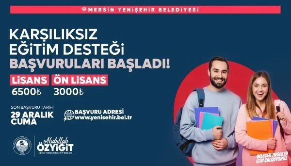 Yenişehir Belediyesi'nin karşılıksız eğitim desteği başvuruları başladı