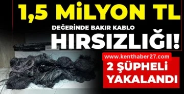  1,5 milyon TL değerinde bakır kabloları yakan 2 şüpheli yakalandı