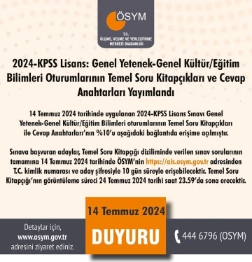 2024 KPSS soru ve cevap anahtarı yayımlandı
