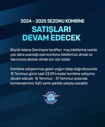 Adana Demirspor, 2024-2025 sezonu kombine satışını uzattı
