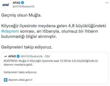 AFAD’dan Köyceğiz depremi açıklaması
