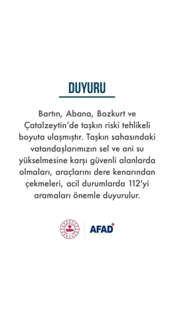 AFAD, taşkın tehlikesine karşı il ve ilçeleri uyardı
