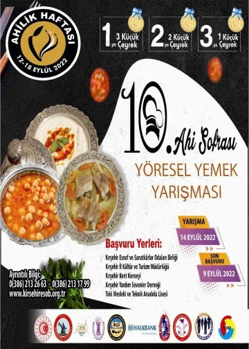 Ahi Sofrası Yöresel Yemek Yarışması başvuruları başladı
