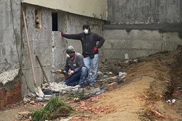Altı katlı binanın perde betonunun kesilmek istenmesi böyle görüntülendi