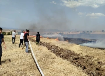 Anız yangını ekili alanlara sıçradı, 20 dönüm alan zarar gördü
