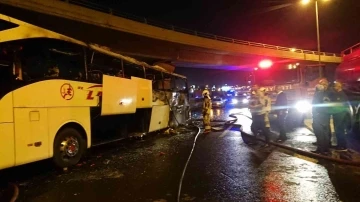 Ankara’da seyir halindeki yolcu otobüsü alev alev yandı
