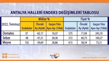 Antalya Ticaret Borsası Temmuz ayı hal endeksini açıkladı
