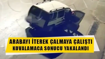 Arabayı iterek çalmaya çalıştı, kovalamaca sonucu yakalandı