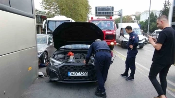 Araç motoruna giren yavru kediyi kurtarmak için seferber oldular
