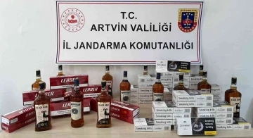 Artvin’de jandarmadan gümrük kaçağı sigara ve içki operasyonu
