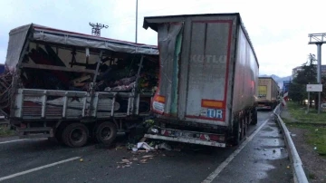 Artvin’de sebze yüklü kamyonet park halindeki tıra çarptı: 2 yaralı
