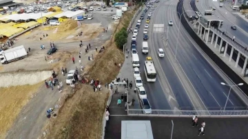 Avcılar’da E-5 yan yolda kesim alanı trafiği
