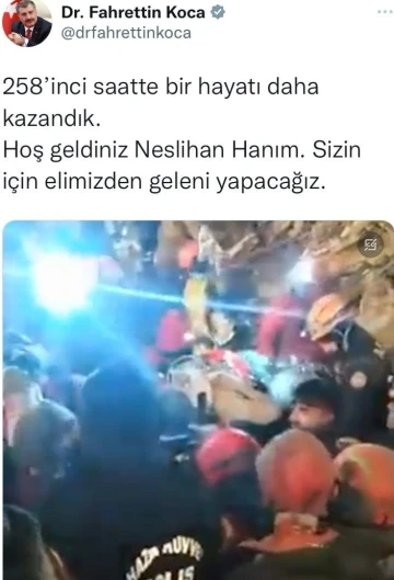 Bakan Koca’dan &quot;Hoş geldiniz Neslihan Hanım&quot; paylaşımı
