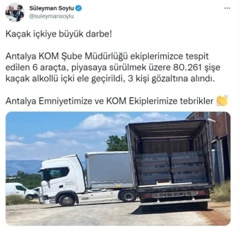 Bakan Soylu duyurdu: &quot;Antalya’da kaçak içkiye büyük darbe&quot;
