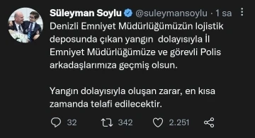 Bakan Soylu, &quot;Yangın dolayısıyla oluşan zarar, en kısa zamanda telafi edilecektir&quot;
