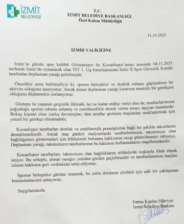 Başkan Hürriyet, deplasman yasağına ilişkin talepte bulundu
