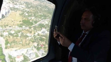 Başkan Yalçın Talas’ı helikopterden denetledi
