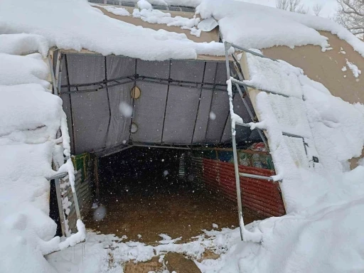 Bayburt’ta kardan ahırın damı çöktü
