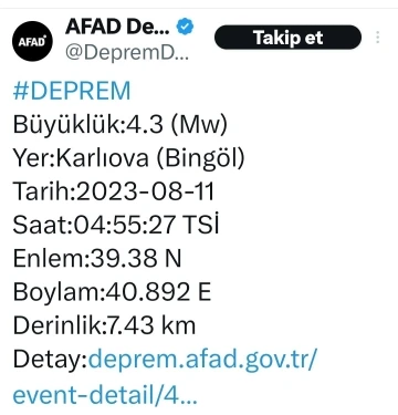 Bingöl’de korkutan deprem
