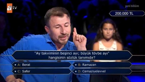 Büyük tövbe ayı hangisinin sözlük tanımıdır? Milyoner'de 200 binlik soru kafa karıştırdı!