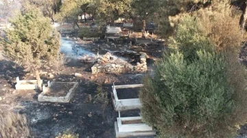 Çanakkale’deki yangın yürek sızlattı Mezarlar alev alev yandı
