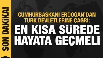 Cumhurbaşkanı Erdoğan'dan Türk devletlerine çağrı: En kısa sürede hayata geçmeli
