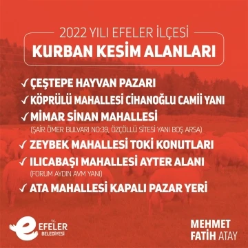 Efeler’de kurban kesim yerleri belli oldu
