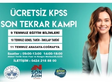 Elazığ Belediyesi ücretsiz KPSS son tekrar kampı başladı
