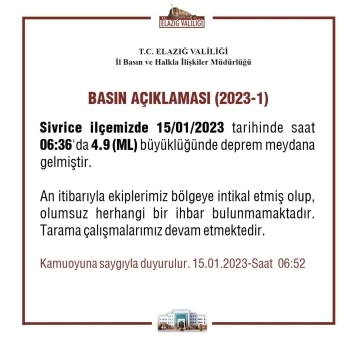 Elazığ’da 23 artçı deprem yaşandı
