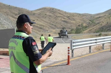 Elazığ’da bayram tatili dönüşü helikopter destekli trafik denetimi
