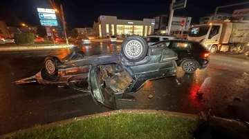 Elazığ’da ters dönen otomobil yandı: 1 yaralı
