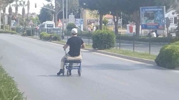 Engelli aracında tehlikeli yolculuk
