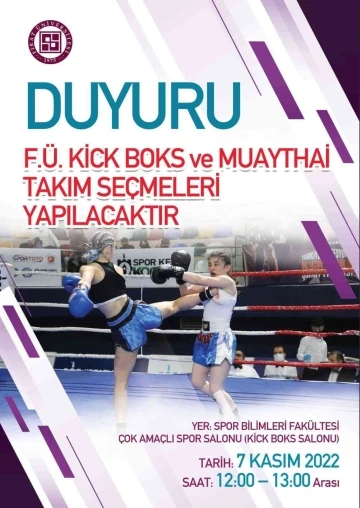 Fırat Üniversitesi kick boks ve muaythai takım seçmeleri yapacak
